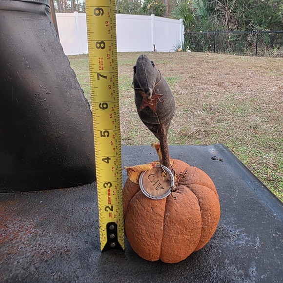 VTG Rustic Primitive Black Crow Pumpkin Halloween Farmhouse Fall Decor‎ Tag Star - Picture 8 of 10